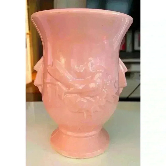 Mccoy Other - Vintage Pink McCoy Pottery Vase with Bird and Flower